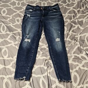 Maurices Dark Blue Distressed Skinny Jeans